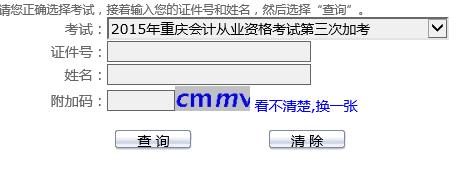 2015年重庆会计从业资格第三次加考成绩查询入口